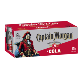 Captain Morgan Rum 6% & Cola 10pk Cans