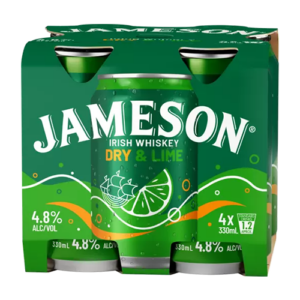 Jameson Dry & Lime 4.8% 4pk Cans